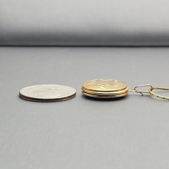 VTG Gold Tone Round Floral Locket Necklace 18" Victorian Revival Pendant - Picture 7 of 16